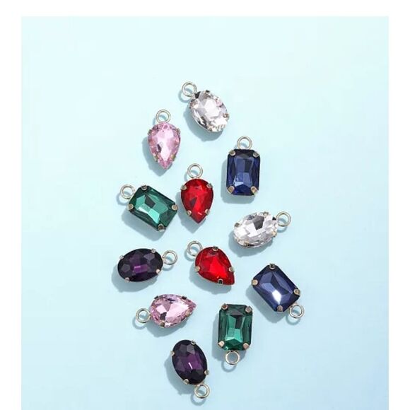 🎁Unwritten Multicolor Interchangeable Glass Gemstone Earrings Set - Picture 5 of 8